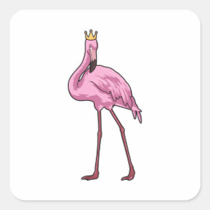Flamingo met Crown Vierkante Sticker