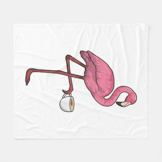 Flamingo met Cup Fleece Deken (Voorkant (Horizontaal))