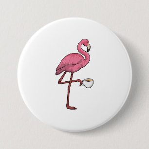 Flamingo met Cup Ronde Button 7,6 Cm