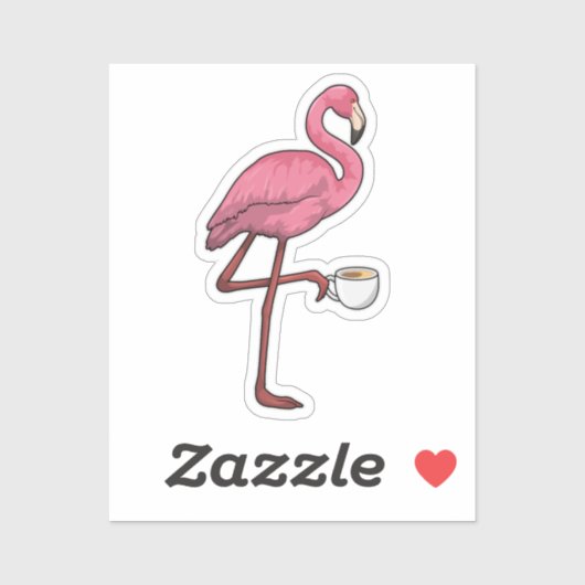 Flamingo met Cup Sticker (Vel)
