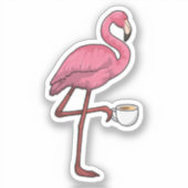 Flamingo met Cup Sticker (Voorkant)