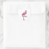 Flamingo met Cup Vierkante Sticker (Tas)