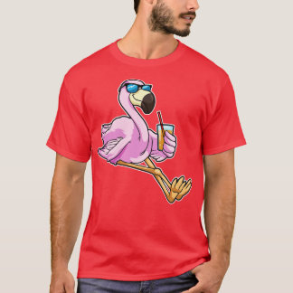Flamingo met Drink met Drink stro T-shirt