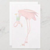Flamingo met een cocktail briefpapier (Voorkant / Achterkant)