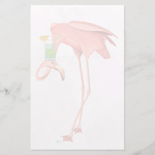 Flamingo met een cocktail briefpapier