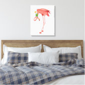 Flamingo met een cocktail canvas afdruk (Insitu (Slaapkamer))