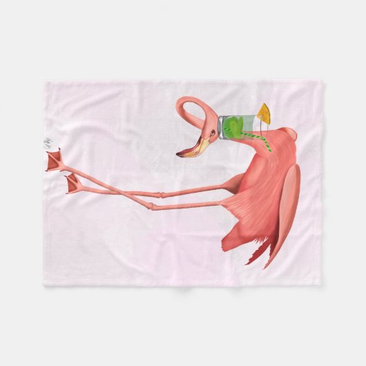 Flamingo met een cocktail fleece deken (Voorkant (Horizontaal))