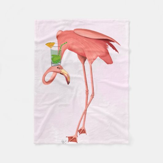 Flamingo met een cocktail fleece deken (Voorkant)