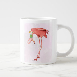 Flamingo met een cocktail grote koffiekop