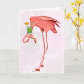 Flamingo met een cocktail kaart (Gele Bloem)