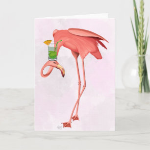 Flamingo met een cocktail kaart