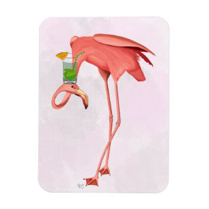 Flamingo met een cocktail magneet