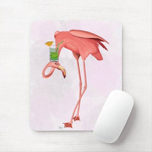 Flamingo met een cocktail muismat (Met muis)