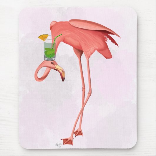 Flamingo met een cocktail muismat (Voorkant)