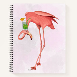 Flamingo met een cocktail notitieboek