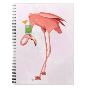 Flamingo met een cocktail notitieboek