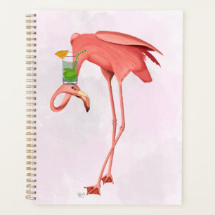 Flamingo met een cocktail planner
