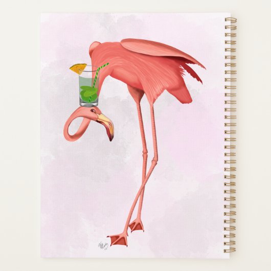 Flamingo met een cocktail planner (Achterkant)