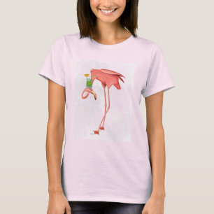 Flamingo met een cocktail t-shirt