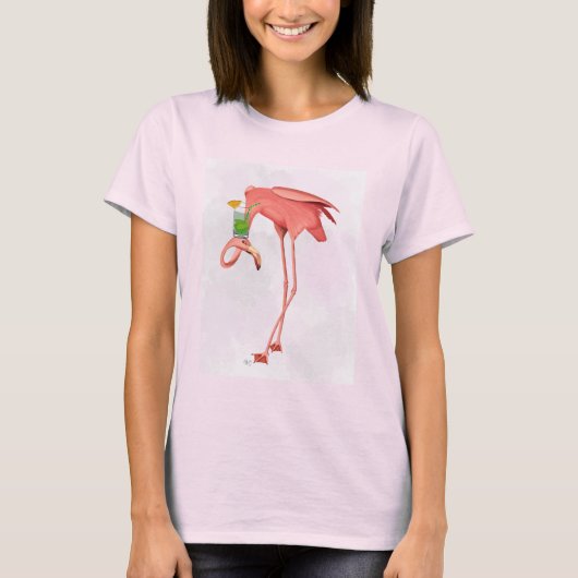 Flamingo met een cocktail t-shirt (Voorkant)
