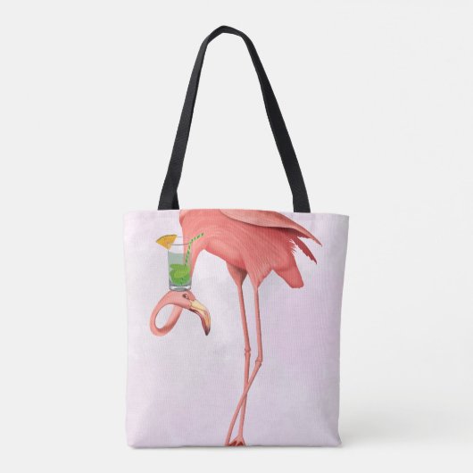 Flamingo met een cocktail tote bag (Achterkant)