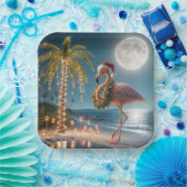 Flamingo met een kerstkrans papieren bordje (Feest)