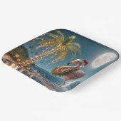 Flamingo met een kerstkrans papieren bordje (Gebogen)