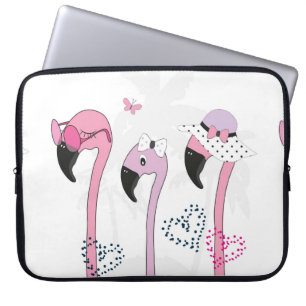 Flamingo met een zonnebril en pet in de zomer. Sni Laptop Sleeve