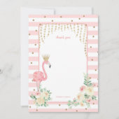 Flamingo met gouden kroon bedankkaart kaart (Voorkant)