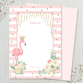 Flamingo met gouden kroon bedankkaart kaart