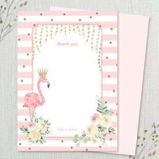 Flamingo met gouden kroon bedankkaart kaart