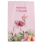 Flamingo met gouden kroon medium cadeauzakje (Voorkant)