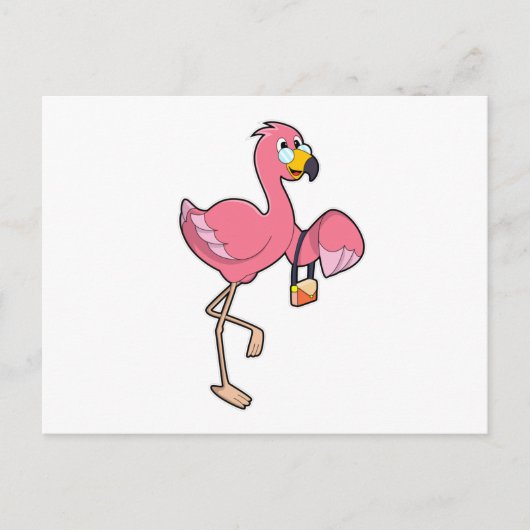 Flamingo met Handtas Briefkaart (Voorkant)