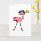 Flamingo met hoed en veer kaart (Gele Bloem)