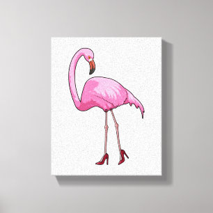 Flamingo met hoge hakken canvas afdruk