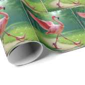 Flamingo met hoge hakken en parels cadeaupapier (Rol Hoek)