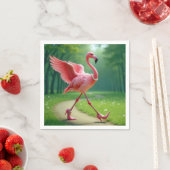 Flamingo met hoge hakken en parels servet (Insitu)