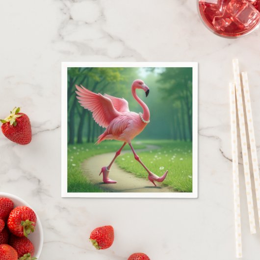 Flamingo met hoge hakken en parels servet (Insitu)