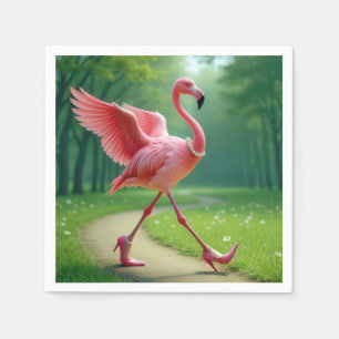 Flamingo met hoge hakken en parels servet