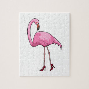 Flamingo met hoge hakken legpuzzel
