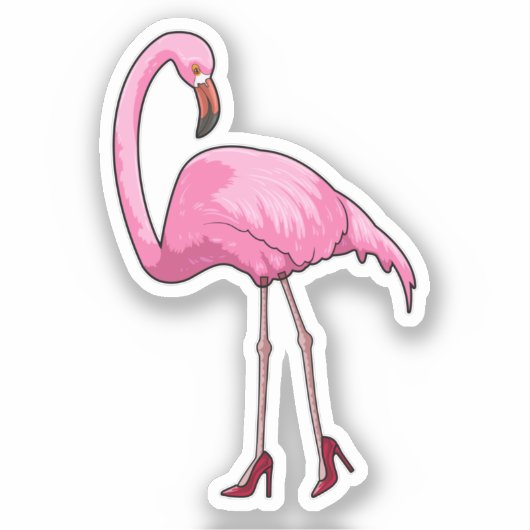 Flamingo met hoge hakken sticker (Voorkant)