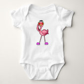 Flamingo met hoofdtelefoon en harten romper (Voorkant)