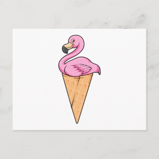 Flamingo met ijs-wafel briefkaart (Voorkant)
