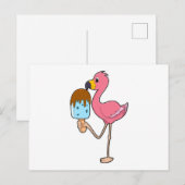 Flamingo met IJslolly Briefkaart (Voorkant / Achterkant)