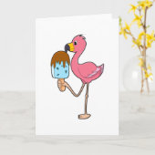 Flamingo met ijslolly kaart (Gele Bloem)