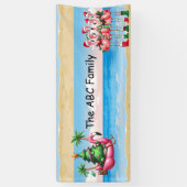 Flamingo met kerstboom in juli spandoek (Verticaal)