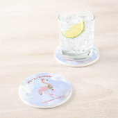 Flamingo met Kerstmisdecoratie Zandsteen Onderzetter (Zijkant)