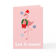 Flamingo met kerstmuts en krans