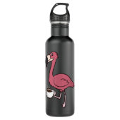 Flamingo met Koffee Funny Coffee Drink flaming Waterfles (Voorkant)