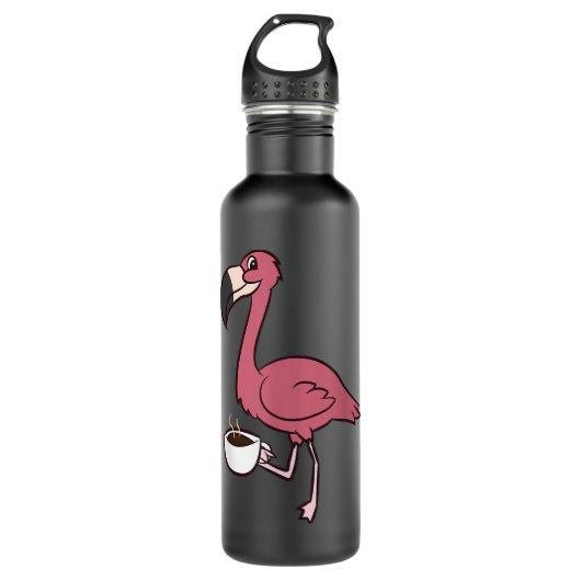 Flamingo met Koffee Funny Coffee Drink flaming Waterfles (Voorkant)